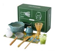 VONATES Matcha Whisk Set, 9 Pcs Matcha Whisk and Bowl Set, Stand, Spoon, Scoop, Holder, Sieve, Tea Towel, Ice Sphere Mold, Complete Starter Kit for Matcha, Tea Ceremony & Matcha Lover Gifts (Blue)