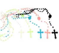 Vonchic 5 Pieces Glow in the Dark Luminous Plastic Rosary Beads Blue White Pink Green Rosaries, Black Doesn't Glow