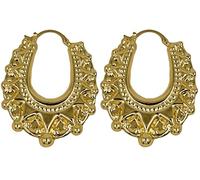 Vonchic Gold Silver Chunky Hoop Earrings for Women, Victorian Crown Inspired Gypsy Style Oval & Round Earrings, Womens Hoop Earrings, Trendy Hoops Earring Jewelry Gift (50mm Extra Large)