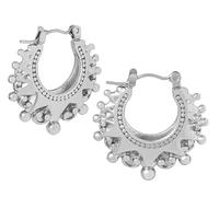 Vonchic Gold Silver Chunky Hoop Earrings for Women, Victorian Crown Inspired Gypsy Style Oval & Round Earrings, Womens Hoop Earrings, Trendy Hoops Earring Jewelry Gift (25mm Small Silver Tone)