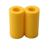VONCYKI 1 Pair Barbell Dumbbell Grips Thick Bar Handles Silicone Anti-slip Pad Thick Bar Handles Pull Up Weightlifting Fat Grip(Yellow)
