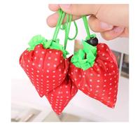 VONCYKI 3Pcs Cute Large Strawberry Portable Shopping Travel Tote Bag Eco-Friendly Folding Reusable Nylon Bag Vegetable Fruit Handbag