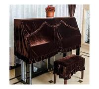 VONCYKI Classical Velvet Upright Piano Cover Dustproof Towel Piano Half Cover Dustproof Cover for Universal Upright Vertical Piano(Brown,Bench 56X36CM)