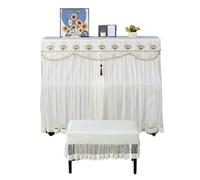VONCYKI Lace Dustproof Piano Cover Playing The Piano Without Taking The Key Scarf Single and Double Bench Lace Dust Cover(White)