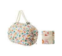 VONCYKI Large Capacity Folding Shopping Bag Eco-Friendly Reusable Portable One Shoulder Handbag for Travel Multipurpose Storage Bag(Colourful Letters,2PCS)