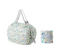 VONCYKI Large Capacity Folding Shopping Bag Eco-Friendly Reusable Portable One Shoulder Handbag For Travel Multipurpose Storage Bag(Little Blue Flower,2PCS)