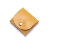 VONCYKI Portable Genuine Leather Coin Purse Vintage Design Individuation Earbuds Earphone Holder Pouch for Women Men Mini Wallet(Yellow,2PCS)