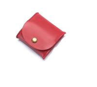 VONCYKI Portable Genuine Leather Coin Purse Vintage Design Individuation Earbuds Earphone Holder Pouch for Women Men Mini Wallet(Red,2PCS)