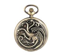 VONCYKI Quartz Pocket Watch Vintage Bronze Fire Monster Necklace Vintage Antique Watch