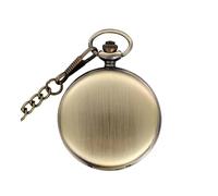 VONCYKI Silver Smooth Quartz Pocket Watch Mens Womens Necklace Clock Metal Stainless Steel Watches Pendant with Short Chain Gifts(Bronze Gold)