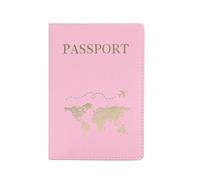 VONCYKI The World Map Passport Cover Hot Stamping Simple Plane Women Men Travel Passport Case Holder Fashion Wedding Gift(B Pink)