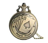 VONCYKI Vintage Quartz Pocket Watch Bronze Large Poker Quartz Pocket Watch Men's and Women's Casual Quartz Pocket Watch