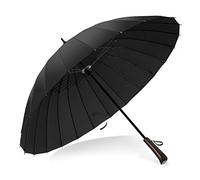 VONDAVO Stick Umbrellas with 24 Fiberglass Ribs Windproof, Waterproof Compact Black Umbrella - Steel Cap and Wooden Handle Long Straight Golf Umbrella
