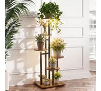 VonDream 5 Tier Plant Stand Indoor with Grow Light for Multiple Plants | Corner Flower Stand, Vintage Multi-Layer Design, Sturdy Plant Shelf, Space-Saving, Ideal for Living Room Indoor Plant Display