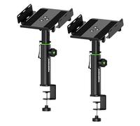 Vondynote Set of 2 Dual Side Clamping Studio Monitor Stands Desk Clamp Speaker Stands 0-12°Tilt Height Adjustable Extendable Top Plate Mounted by Screws