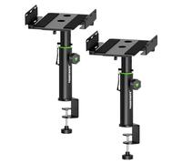 Vondynote Set of 2 Dual Side Clamping Studio Monitor Stands Desktop Clamp Speaker Stands Height Adjustable Against The Wall Extendable Top Plate Mounted by Screws