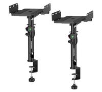 Vondynote Set of 2 Dual Side Clamping Studio Monitor Stands Desktop Clamp Speaker Stands with Cable Management Extendable Top Plate Mounted by Screws