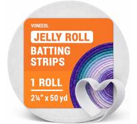 VONEEDL Jelly Roll Batting Strip - 2 1/4 Inch x 50 Yards Cotton Blend Batting Roll for Jelly Roll Rugs, Throw Rugs, Quilting, Sewing Projects, Braided Rugs, 1 Roll, 1mm Thick