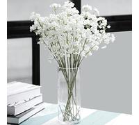 VONGLYHOO Artificial Baby's Breath Flowers, White Plastic Vase, 10PCS, 101.6cm W x 25.4cm D x 5.08cm H, Classic Style, Artificial Plant, Flowers