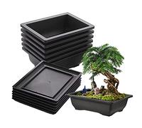 VONGLYHOO Flower Pot and Trays Set of 12, Plastic Bonsai Training Pots Rectangle Flower Pot with Tray Gardening Tool Planter for Living Room Office Bonsai Training Planter