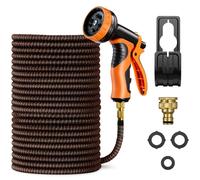 VonHaus Expandable Garden Hose - 100FT Flexible Hose Pipe with 10-Pattern Spray Nozzle & 1/2" and 3/4" Brass Fittings - 4-Layer Latex Kink Free Design Wall Mounted Heavy Duty Retractable Water Hose