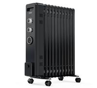 VonHaus Oil Filled Radiator 11 Fin - Oil Heater Portable Electric Free Standing 2500W for Home, Office, Any Room - 24 hour Timer, Adjustable Thermostat, 3 Heat Settings, 4x Wheels, 1.5m Power Cable