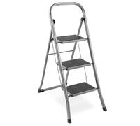150KG Max Capacity Folding 3 Step Ladder VonHaus Grey One Size