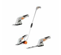 VonHaus Hedge Trimmer & Grass Shears Cordless 2 in 1 - Cutter for Hedges, Bushes, Branches, Shrubs, Lawn Edging - 7.2V Battery, 2 Changeable Blades, Charger, Telescopic Handle & Trolley Wheel