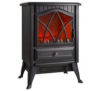 VonHaus Electric Stove Heater 1800W - Indoor Log/Wood Burner/Burning Effect, Free Standing Fire, Portable Fireplace, LED Flame, 2 Heat Settings, Adjustable Thermostat, Black - H52 x W38 x D26cm