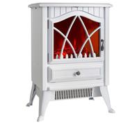 VonHaus Electric Stove Heater 1800W - Indoor Log/Wood Burner/Burning Effect, Free Standing Fire, Portable Fireplace, LED Flame, 2 Heat Settings, Adjustable Thermostat, White - H52 x W38 x D26cm