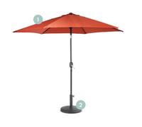 Vonhaus 2.7M Parasol With Base, Hand Crank & Tilt Function, Uv30+ Protection, Air Vent, Powder Coated Steel Frame