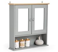 VonHaus 2 Door Bathroom Wall Mirror Cabinet in Grey VonHaus Grey