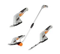 VonHaus 2 in 1 Cordless Hedge Trimmer & Grass Cutter 7.2V - Rechargeable Battery, 2 Interchangeable Blades, Lightweight, Telescopic Handle & Trolley Wheel Attachements, for Lawn Edging, Cutting Hedges