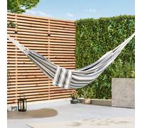 VonHaus Garden Hammock - 2 Person Striped Hammock with Rope Attachments & Storage Bag - Polycotton Portable Double with Travel Bag for Beach, Camping & Outdoors - Blue & White Stripe