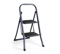 VonHaus 2 Step Ladder - Premium Quality Folding Step Ladder for DIY and Gardening - Anti Slip Feet, Easy to Store Ladder, 150KG Max Capacity - Durable Steel
