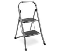 VonHaus 2 Step Ladder - Premium Quality Folding Step Ladder for DIY and Gardening - Anti Slip Feet, Easy to Store Ladder, 150KG Max Capacity - Durable Steel