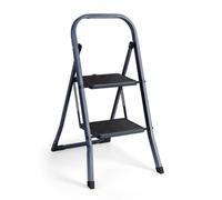 VonHaus 2 Step Steel Ladder - Anti Slip Feet - Easy to Store Foldable Design - Ideal for Home/Kitchen/Garage 150KG Max Capacity