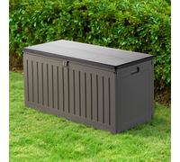 VonHaus Garden Storage Box 270L - Outdoor Utility Chest Organiser - Weatherproof Plastic, Lockable Lid, Sliding Bar Hinge, Carry Handles, Portable - For Garden, Patio, Balcony, Decking - Grey, Black