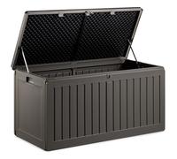 VonHaus 270L Garden Storage Box - Outdoor Utility Chest Organiser - Weatherproof Plastic, Lockable Lid, Sliding Bar Hinge, Carry Handles - for Patio, Decking, Balcony - Grey and Black