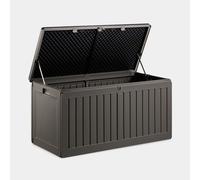 VonHaus Garden Storage Box 270L - Outdoor Utility Chest Organiser - Weatherproof Plastic, Lockable Lid, Sliding Bar Hinge, Carry Handles, Portable - For Garden, Patio, Balcony, Decking - Grey, Black