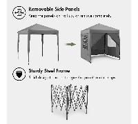 Vonhaus Pop Up Gazebo 2m x 2m - Garden Marquee Shelter Canopy with Sides, Grey