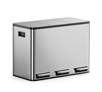 VonHaus 3 Compartment 45L Waste & Recycling Kitchen Bin (3 x 15L) in Metallic Silver | Size: Medium VonHaus Metallic Silver Medium
