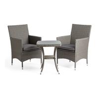 VonHaus 3 Piece Rattan Effect Garden Bistro Set for 2 in Grey VonHaus Grey