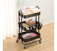 VonHaus 3 Tier Storage Trolley with 4 Wheels in Black VonHaus Black