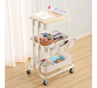 VonHaus 3 Tier Storage Trolley with 4 Wheels in White VonHaus White