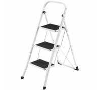 VonHaus 3 Tread Foldable Step Ladder - White
