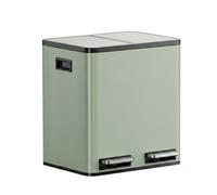VonHaus Kitchen Bin, 30L Double Recycling Bin for Kitchen, Sage Green Two Section Food Waste Separation System with Non-Slip Base & Removable Inner-Compartments, Airtight Trash Can, 2 x 15L