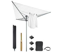 VonHaus 30m Rotary Washing Line - 3 Arm Outdoor Clothes Airer with Collapsible Umbrella System, 360° Rotary Airer, Line Tension Adjustment, 35mm Metal Ground Spike, Non-Slip Clothesline, Weatherproof