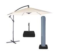 Ivory 3M Cantilever Banana Parasol with Base & Cover Set VonHaus Ivory 3m