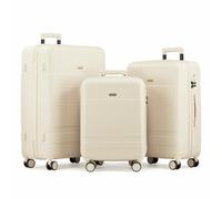 VonHaus 3pc 4 Wheel Hard Suitcase - Cream